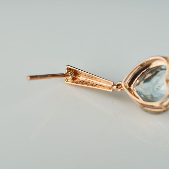 14k Gold 3.16 Ct Natural Aquamarine Earrings - 7