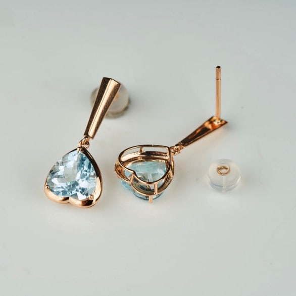 14k Gold 3.16 Ct Natural Aquamarine Earrings - 8