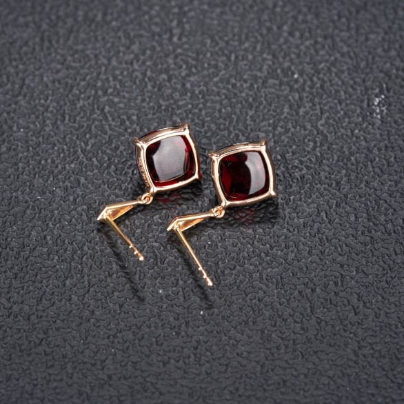 14k Gold 10.33 Ct Natural Garnet Earrings - 5