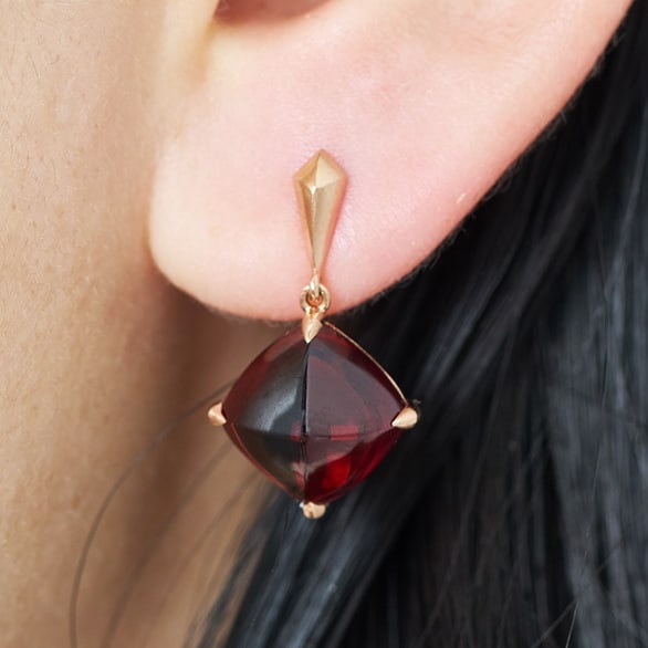 14k Gold 10.33 Ct Natural Garnet Earrings - 7