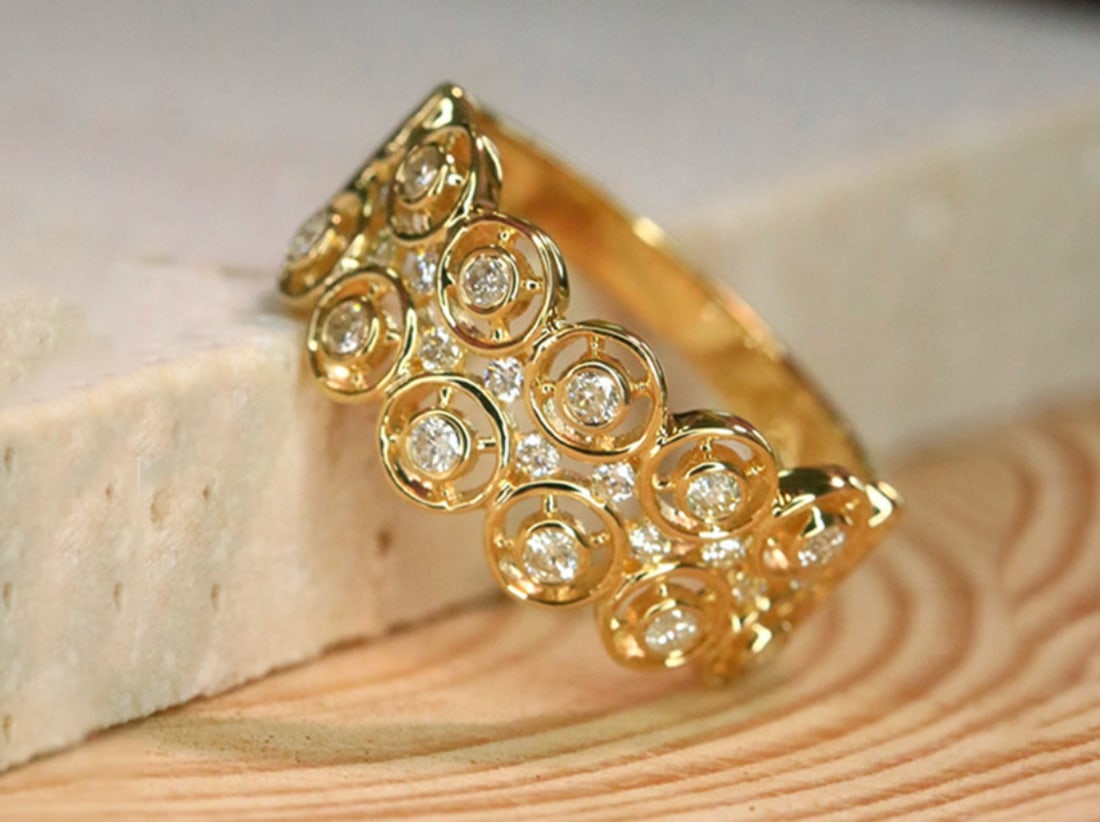 14k Gold 0.35 Ct Natural H Diamond Ring: Ref:231084145 // gold content:14k gold // ring size:7. 25us // // main gemstone:diamond // shape:round // carat weight:0. 35ct // clarity grade:vs-si // color:h // treatment:natural // cut grade:g //