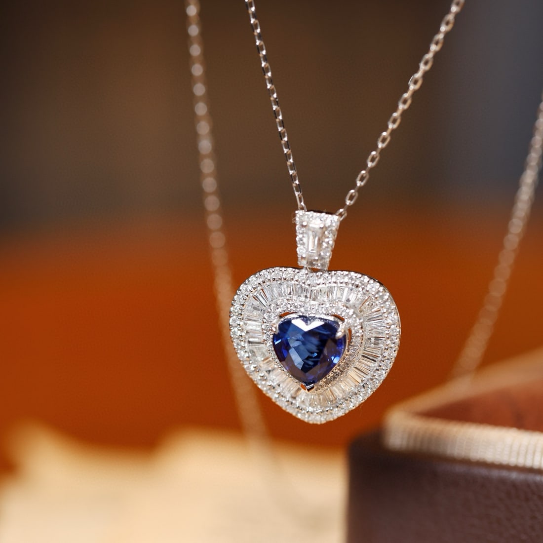 14k Gold 2.38 Ctw Natural Sapphire & Diamond Pendant( Without Chain ): Ref:231084146 // gold content:14k gold // main gemstone:sapphire // shape:heart // carat weight:1. 63ct // color:blue // treatment:natural // // adjacent gemstone 2 : diamond // shape:multiple //