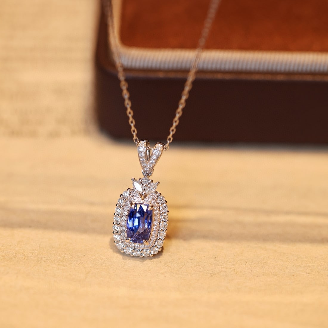 14k Gold 2.07 Ctw Natural Sapphire & Diamond Pendant( Without Chain ): Ref:231084189 // gold content:14k gold // main gemstone:sapphire // shape:cushion // carat weight:1. 59ct // color:cornflower blue // treatment:natural // // adjacent gemstone 2 : diamond //