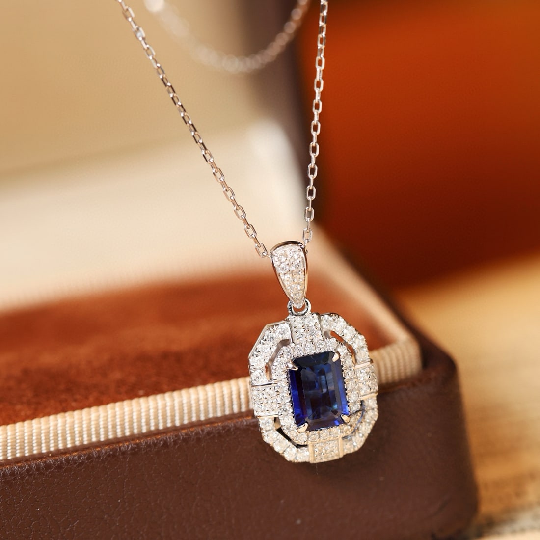 14k Gold 1.33 Ctw Natural Sapphire & Diamond Pendant( Without Chain ): Ref:231084199 // gold content:14k gold // main gemstone:sapphire // shape:octagonal // carat weight:0. 92ct // color:blue // treatment:natural // // adjacent gemstone 2 : diamond // shape:round // car