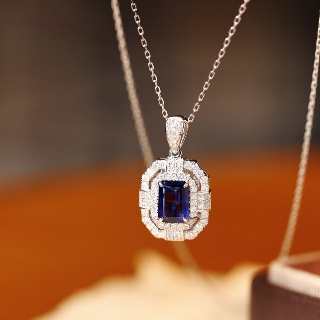 14k Gold 1.33 Ctw Natural Sapphire & Diamond Pendant( Without Chain ) - 2