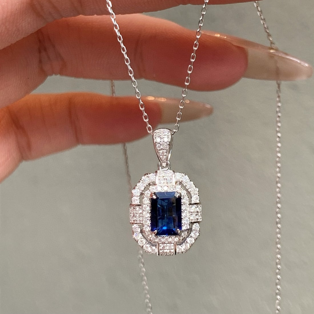 14k Gold 1.33 Ctw Natural Sapphire & Diamond Pendant( Without Chain ) - 5