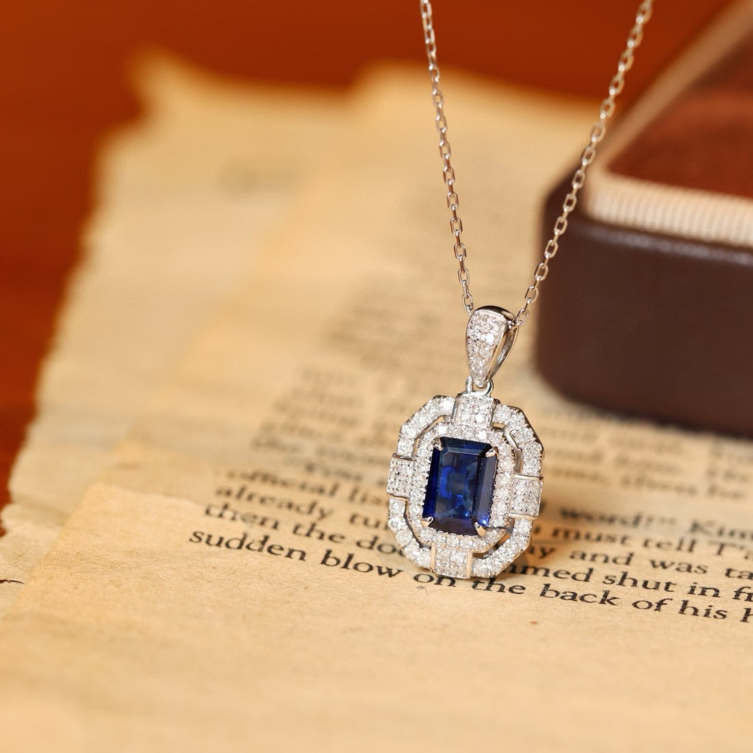 14k Gold 1.33 Ctw Natural Sapphire & Diamond Pendant( Without Chain ) - 8