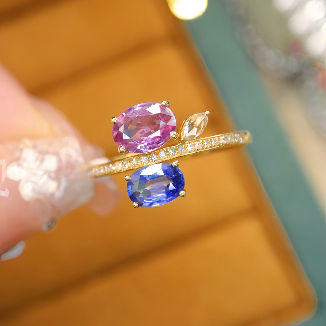 14k Gold 1.46 Ctw Natural Sapphire & Diamond & Toi Et Moi Ring - 4