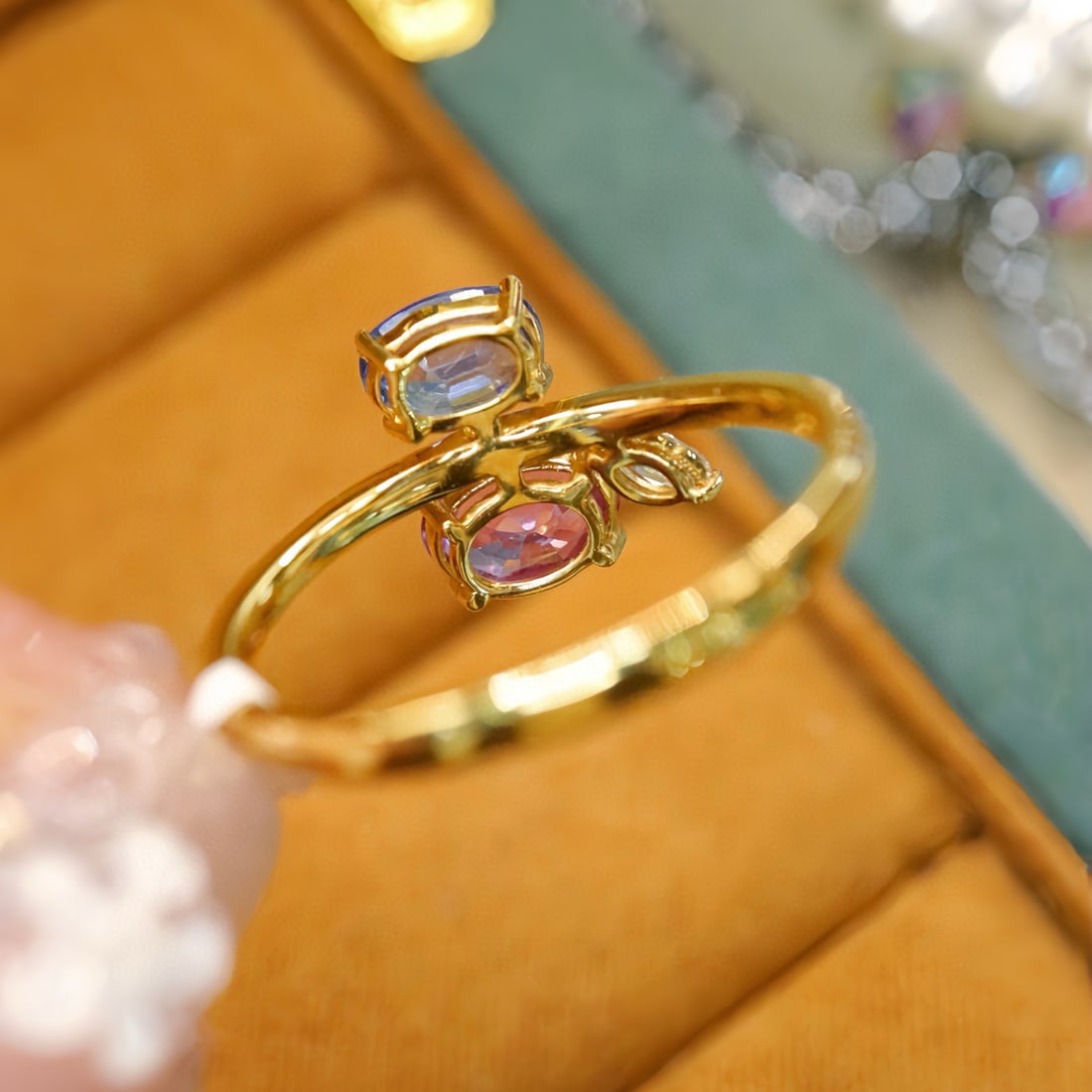 14k Gold 1.46 Ctw Natural Sapphire & Diamond & Toi Et Moi Ring - 5