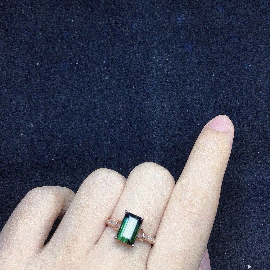 14k Gold 2.48 Ct Natural Tourmaline & Diamond Ring - 3
