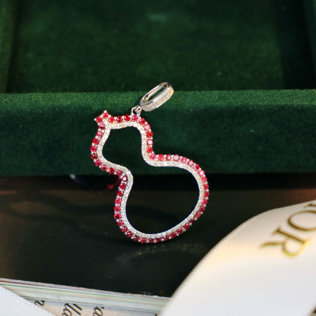 14k Gold 1.15 Ctw Natural Ruby & Diamond Pendant( Without Chain ) - 2