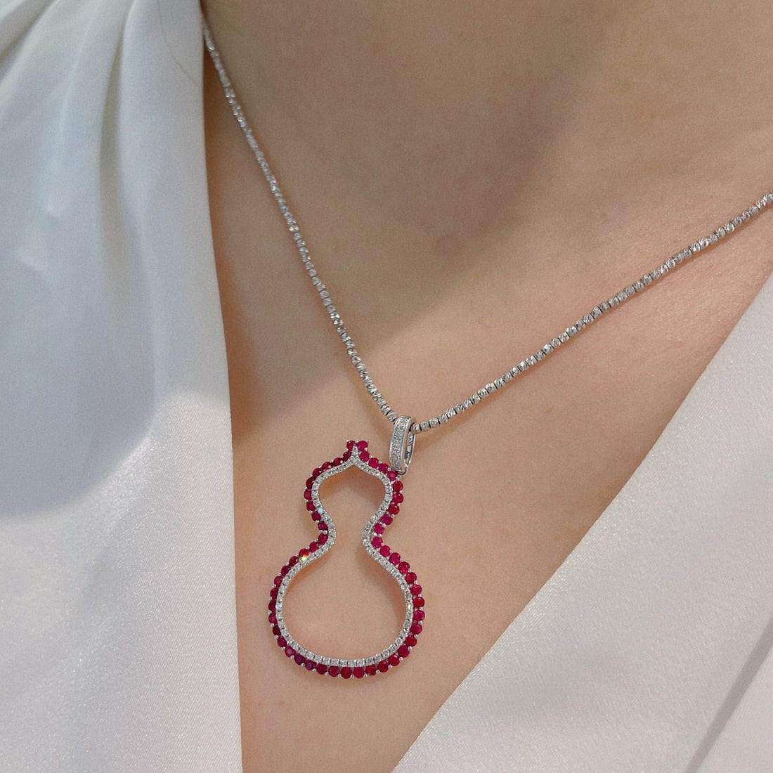 14k Gold 1.15 Ctw Natural Ruby & Diamond Pendant( Without Chain ) - 7