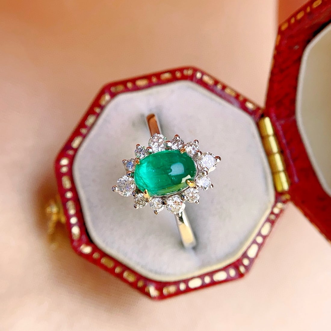 14k Gold 1 Ct Natural Emerald & Diamond Ring - 3