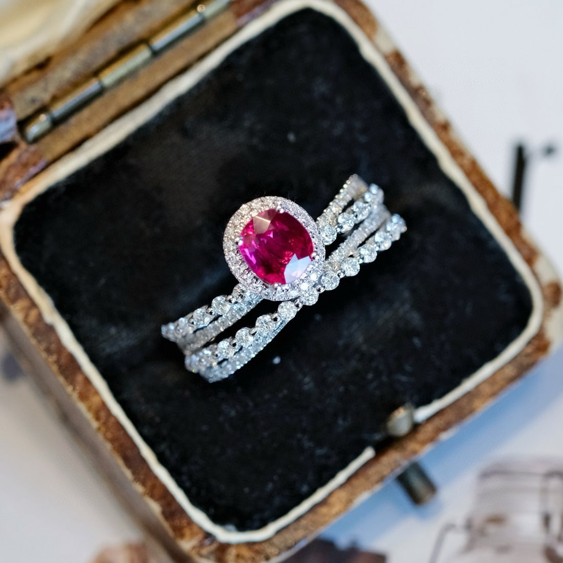 14k Gold 1.64 Ctw Natural Ruby & Diamond Ring: Ref:231084220 // gold content:14k gold // ring size:7. 25us // // main gemstone:ruby // shape:oval // carat weight:0. 98ct // color:red // treatment:natural // // adjacent gemstone 2 : diamond //