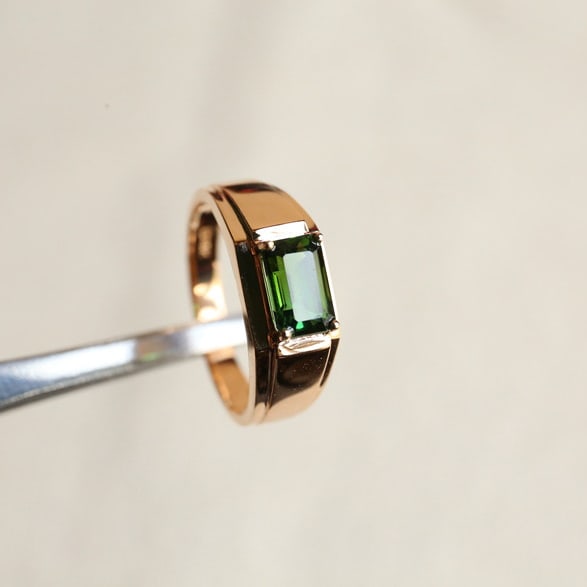 14k Gold 1.5 Ct Natural Tourmaline & Men¡¯s Ring - 3
