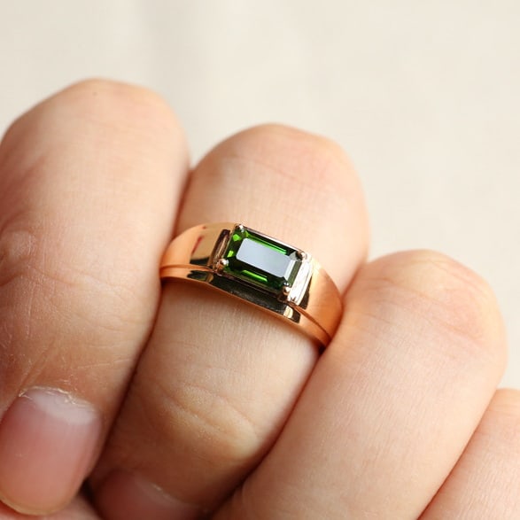 14k Gold 1.5 Ct Natural Tourmaline & Men¡¯s Ring - 4