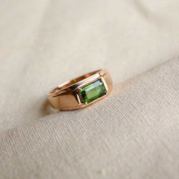 14k Gold 1.5 Ct Natural Tourmaline & Men¡¯s Ring - 5