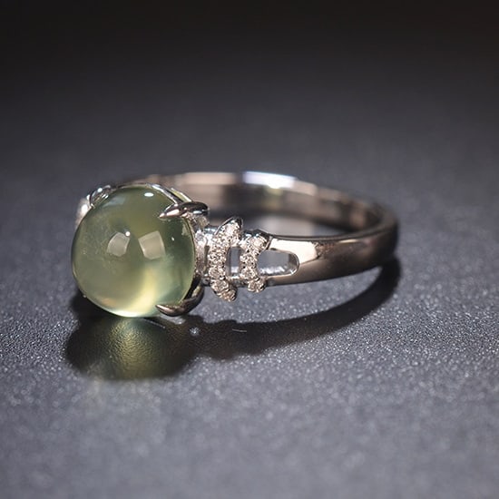 14k Gold 2.46 Ctw Natural Prehnite & Diamond Ring - 3