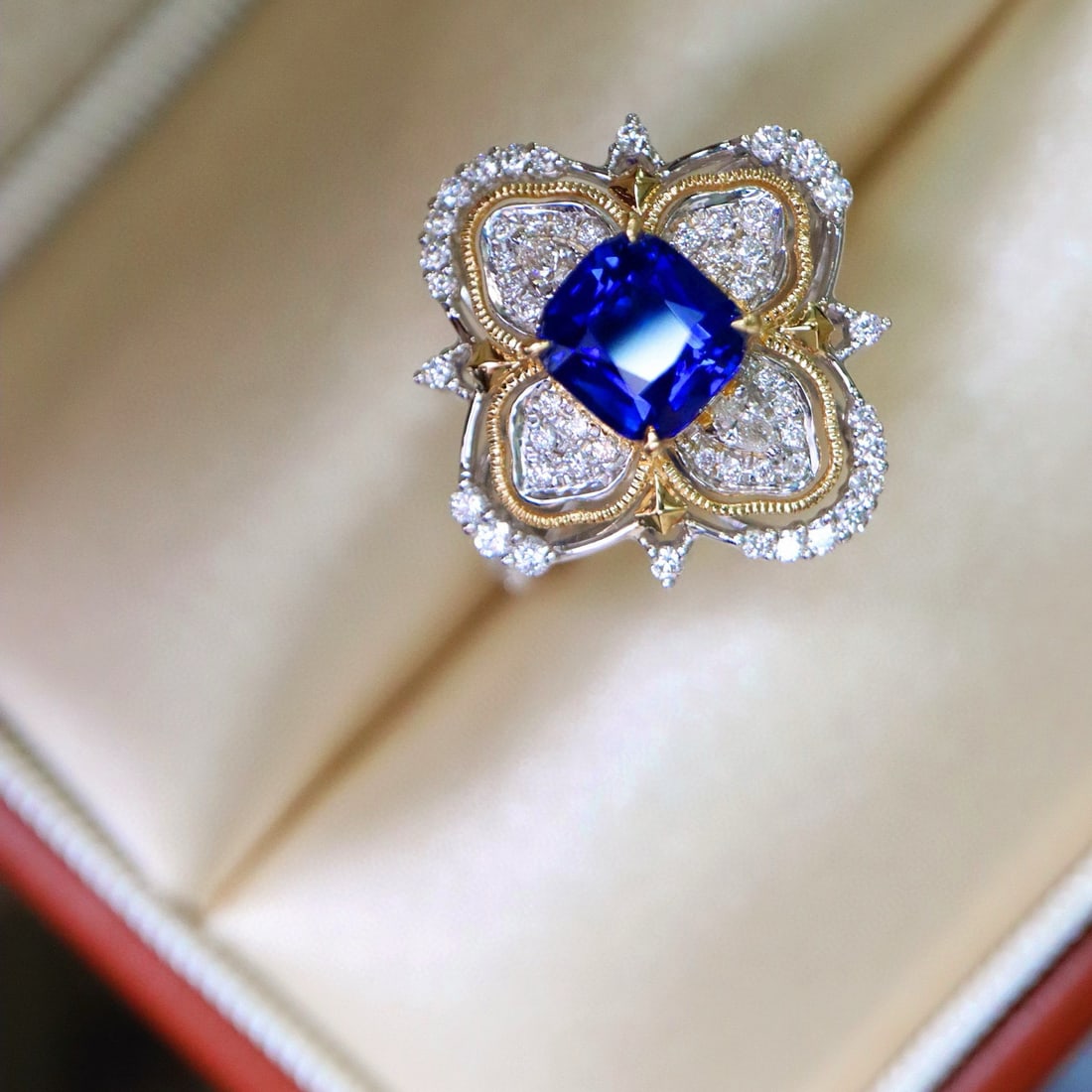 14k Gold 1.76 Ctw Natural Sapphire & Diamond Ring - 2