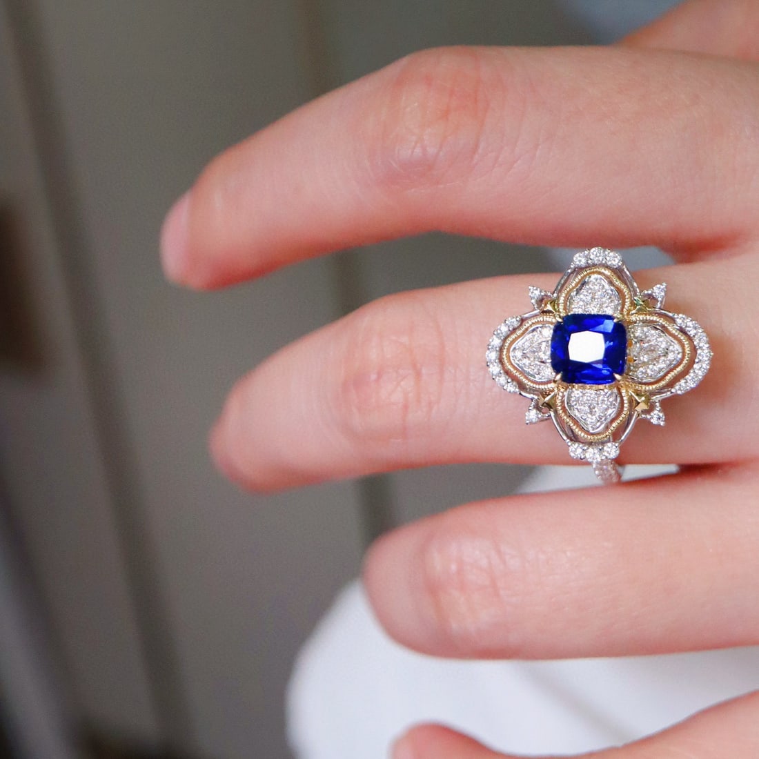 14k Gold 1.76 Ctw Natural Sapphire & Diamond Ring - 4