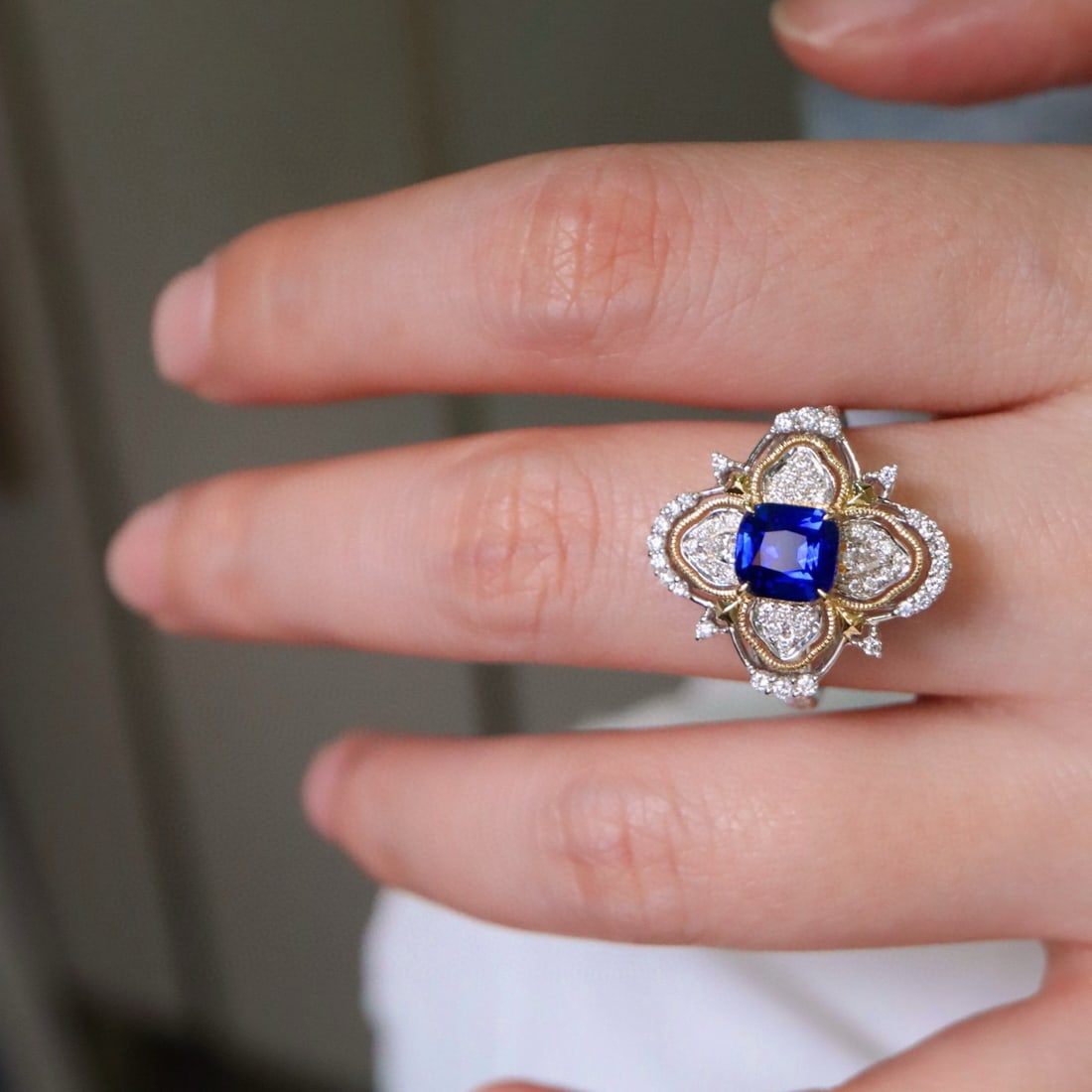 14k Gold 1.76 Ctw Natural Sapphire & Diamond Ring - 5