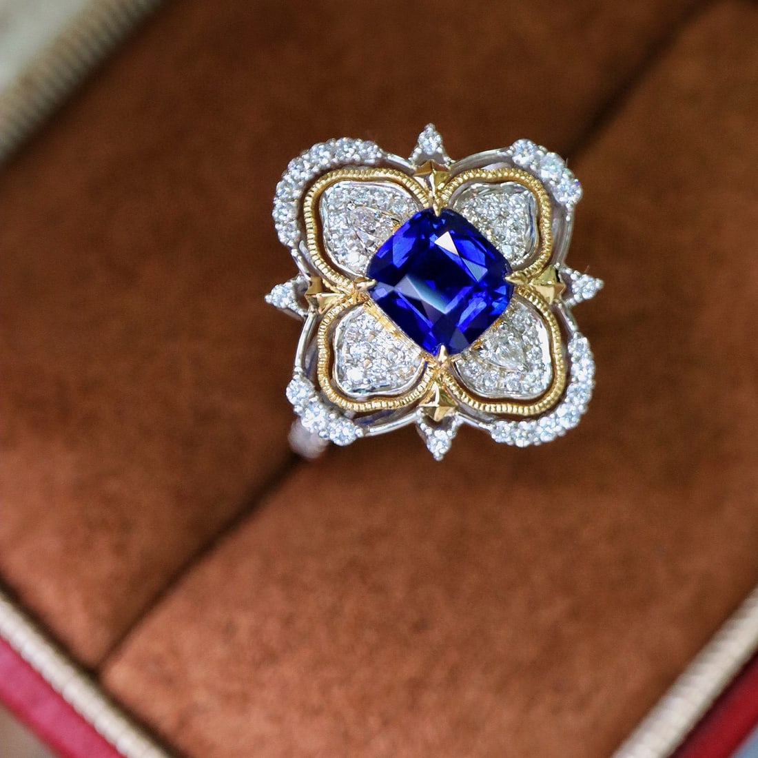 14k Gold 1.76 Ctw Natural Sapphire & Diamond Ring - 6
