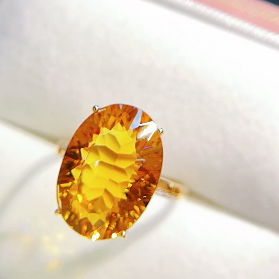 14k Gold 8.38 Ctw Natural Citrine & Diamond Ring: Ref:231084358 // gold content:14k gold // ring size:7. 25us // // main gemstone:citrine // shape:oval // carat weight:8. 35ct // color:yellow // treatment:natural // // adjacent gemstone 2 : diamond