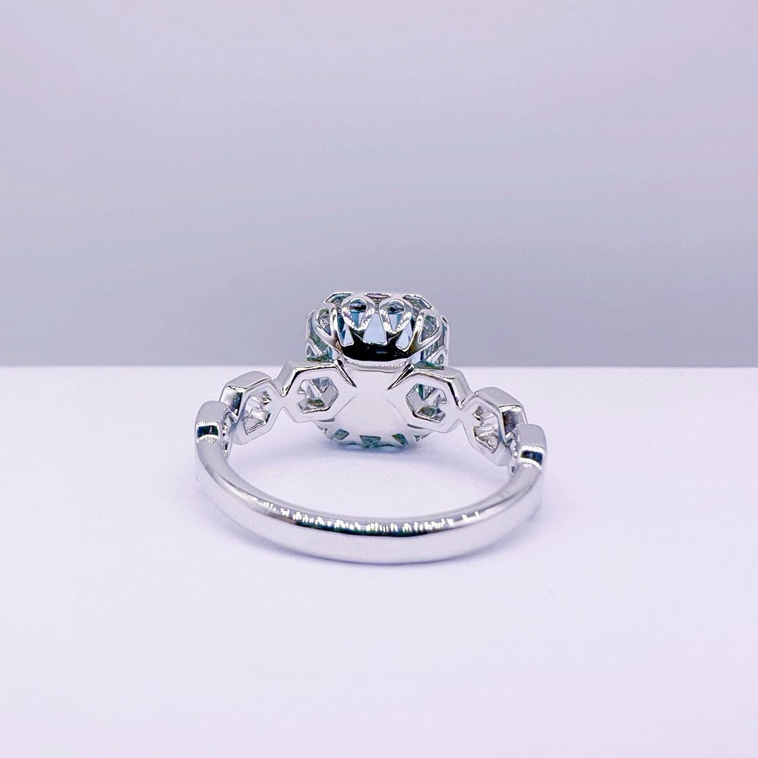 14k Gold 3.0 Ct Natural Aquamarine Ring - 4