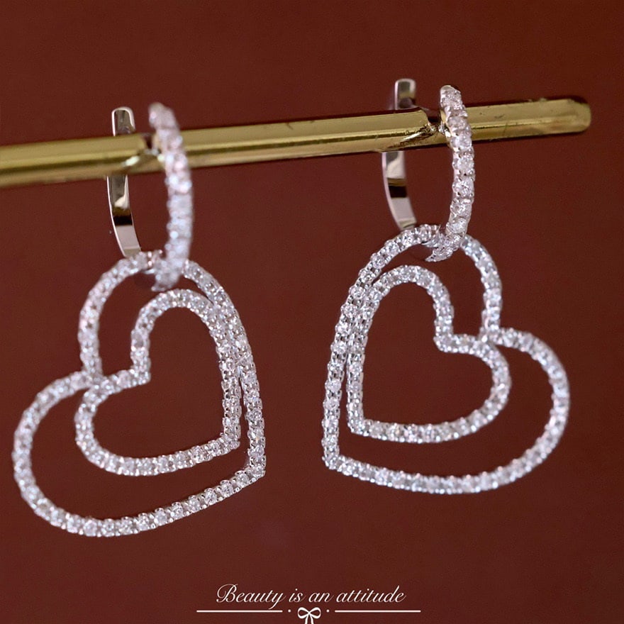 14k Gold 0.9 Ct Natural H Diamond Earrings - 2