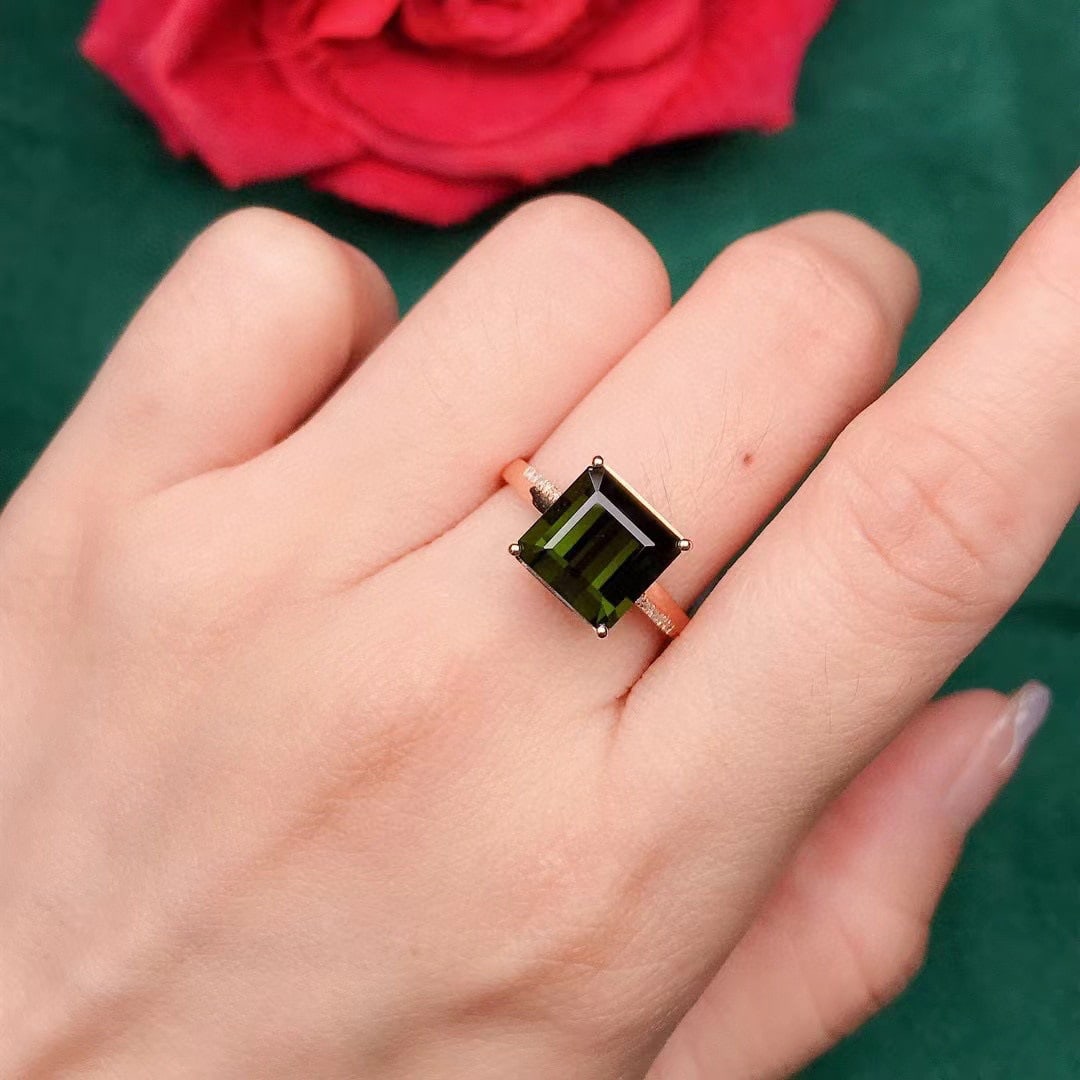 14k Gold 4.39 Ctw Natural Tourmaline & Diamond Ring - 4