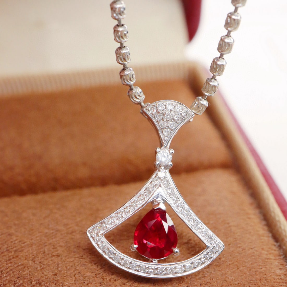 14k Gold 0.62 Ctw Natural Ruby & Diamond Pendant( Without Chain ) - 2