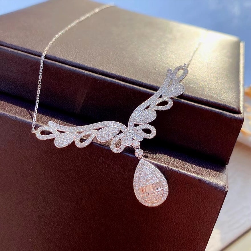 14k Gold 1 Ct Natural H Diamond Necklace - 2
