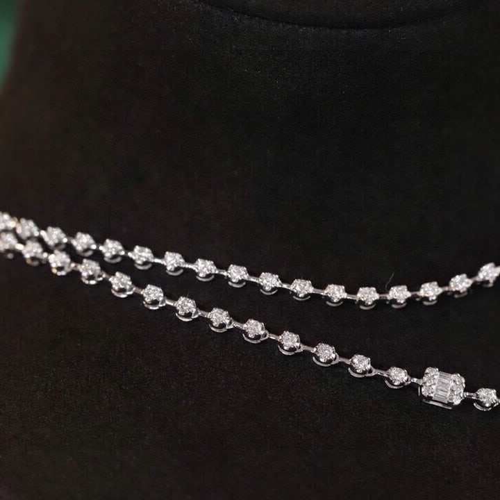 14k Gold 3 Ct Natural H Diamond Necklace - 2