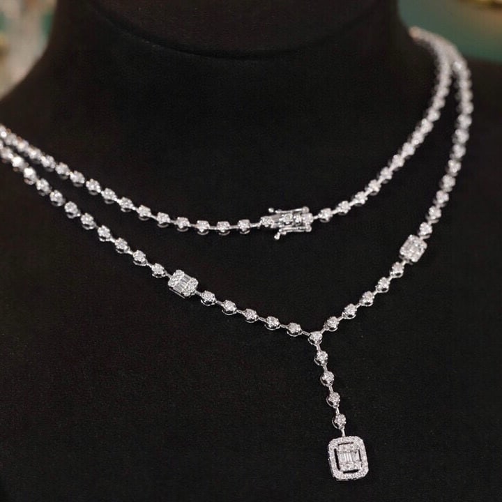 14k Gold 3 Ct Natural H Diamond Necklace - 3