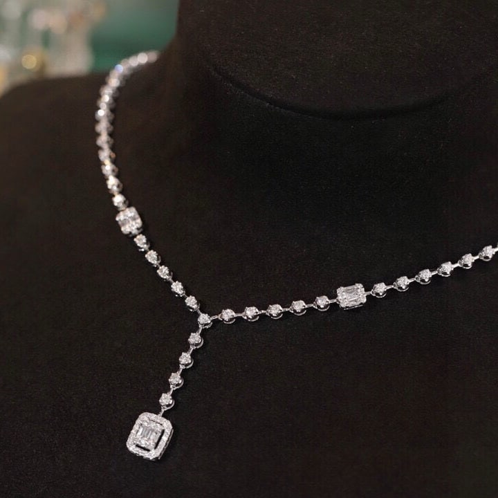14k Gold 3 Ct Natural H Diamond Necklace - 8