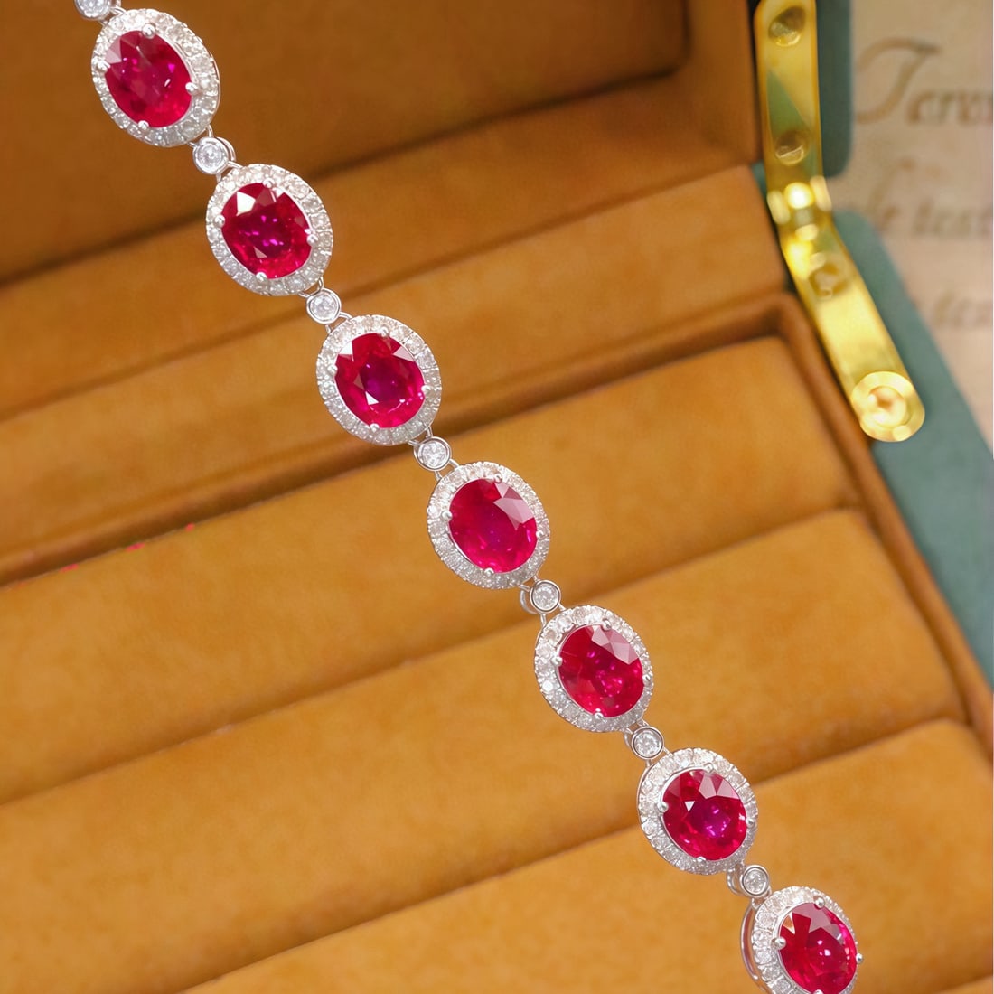 14k Gold 4.60 Ctw Natural Ruby & Diamond Bracelet - 3