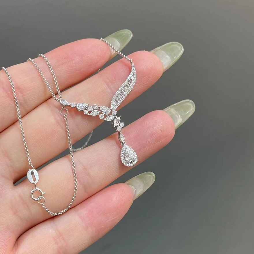14k Gold 0.6 Ct Natural H Diamond Necklace - 7