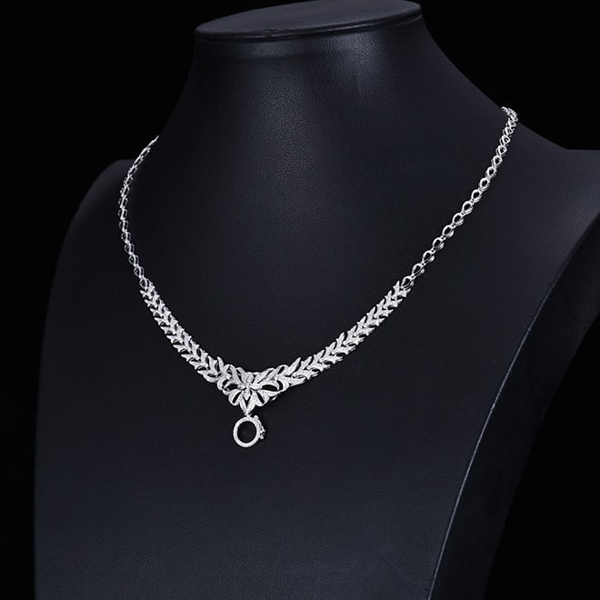 14k Gold 0.97 Ct Natural H Diamond Necklace - 2