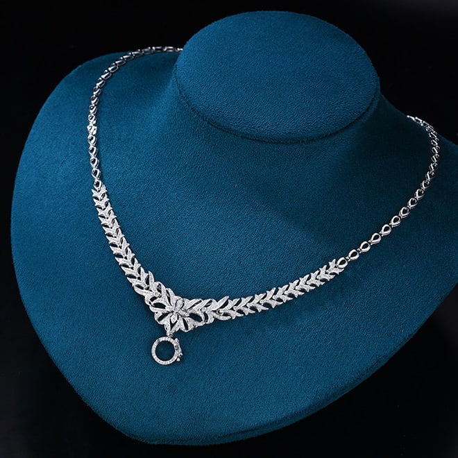 14k Gold 0.97 Ct Natural H Diamond Necklace - 5