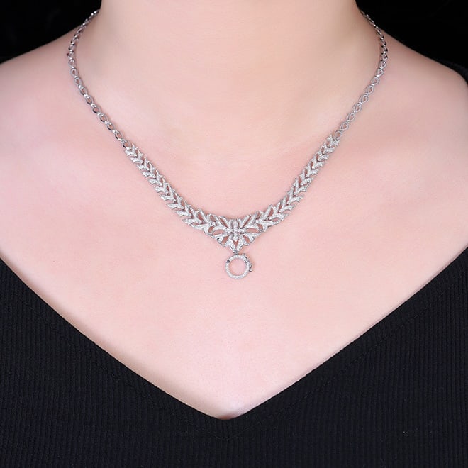 14k Gold 0.97 Ct Natural H Diamond Necklace - 6