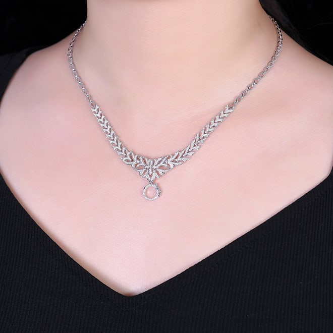 14k Gold 0.97 Ct Natural H Diamond Necklace - 7