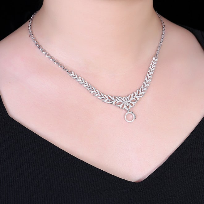 14k Gold 0.97 Ct Natural H Diamond Necklace - 8