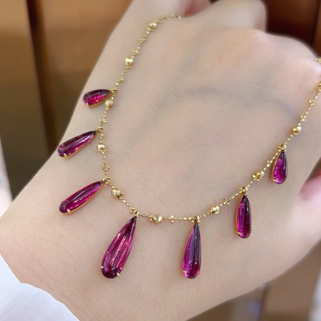 14k Gold 8 Ct Natural Tourmaline Necklace - 3
