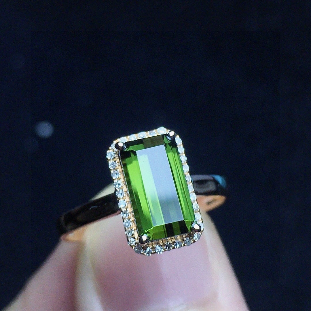 14k Gold 1.78 Ct Natural Tourmaline & Diamond Ring - 2