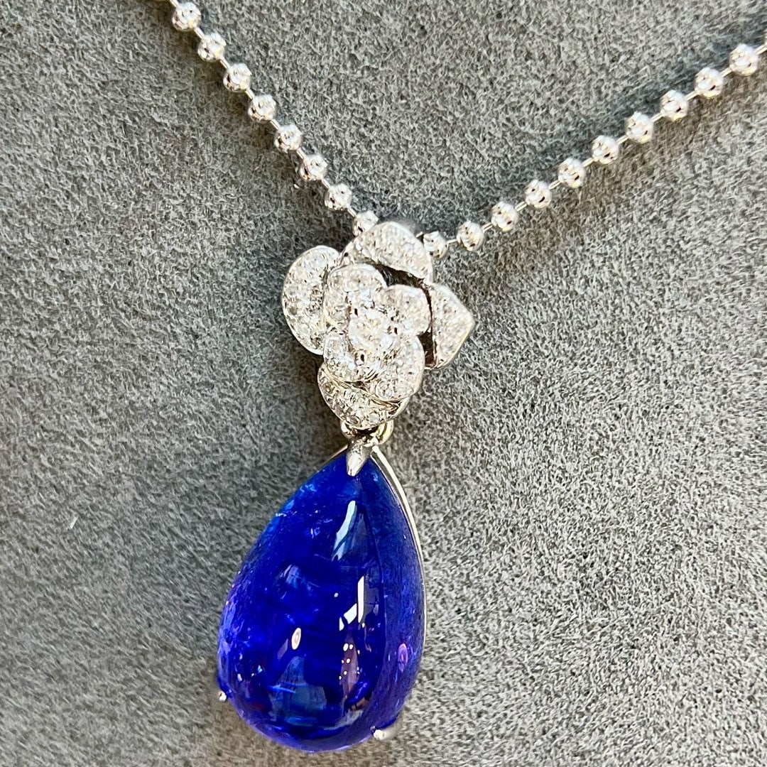 14k Gold 11.61 Ctw Natural Tanzanite & Diamond Pendant( Without Chain ) - 5