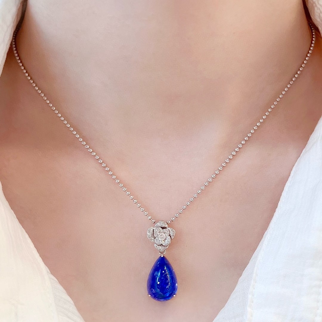 14k Gold 11.61 Ctw Natural Tanzanite & Diamond Pendant( Without Chain ) - 8