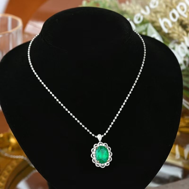 14k Gold 4.9 Ct Vivid Green Natural Emerald & Diamond Ring/pendant( Without Chain ) - 8