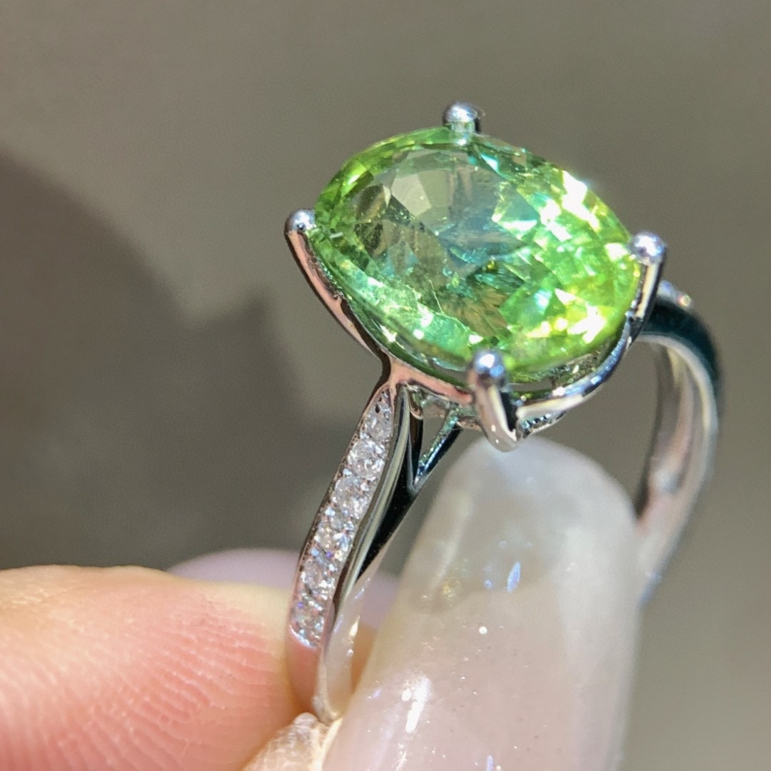 14k Gold 3.57 Ctw Natural Tourmaline & Diamond Ring - 2
