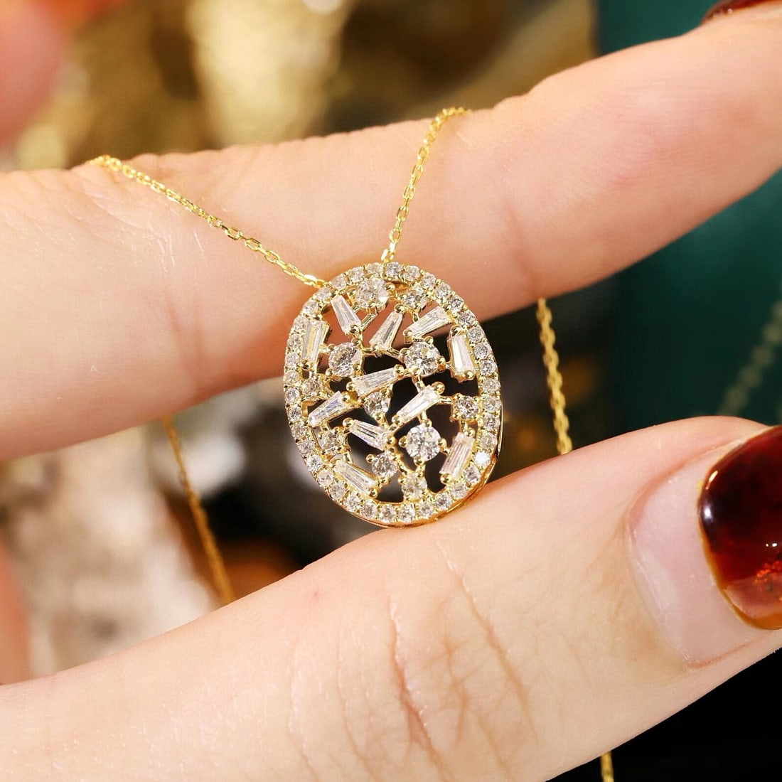 14k Gold 0.70 Ct Natural H Diamond Necklace - 5