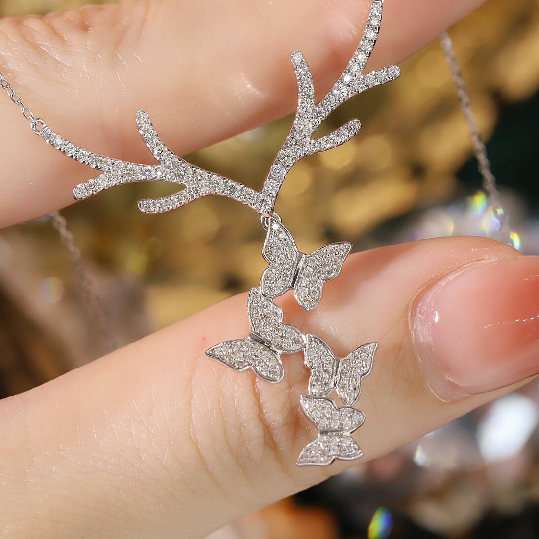 14k Gold 1.4 Ct Natural H Diamond Necklace - 6